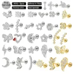 316L Surgical Steel CZ Labret Stud For Lip Or Cartilage Piercing