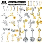 ASTM F136 Titanium CZ Labret Stud For Lip Or Cartilage Piercing