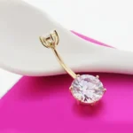 14K Solid Gold Belly Button Ring For Navel Piercing