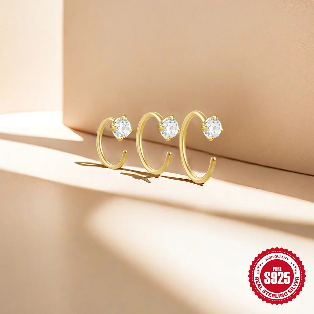 925 Silver CZ Nose Ring For Nose Piercing - Image 2
