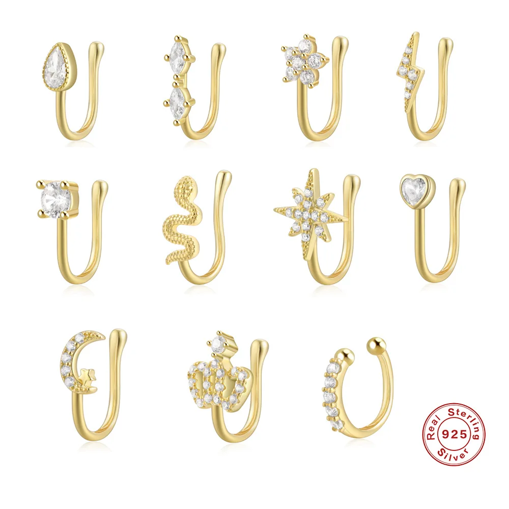 925 Silver CZ Nose Ring For Nose Piercing