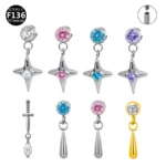 ASTM F136 Titanium Labret Stud For Lip Or Cartilage Piercing