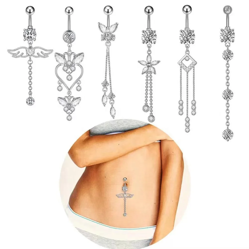 316L Surgical Steel Butterfly Belly Button Ring For Navel Piercing