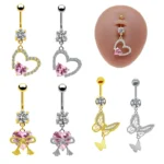 316L Surgical Steel Heart Belly Button Ring For Navel Piercing