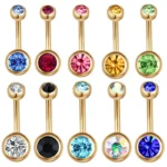 316L Surgical Steel CZ Belly Button Ring For Navel Piercing
