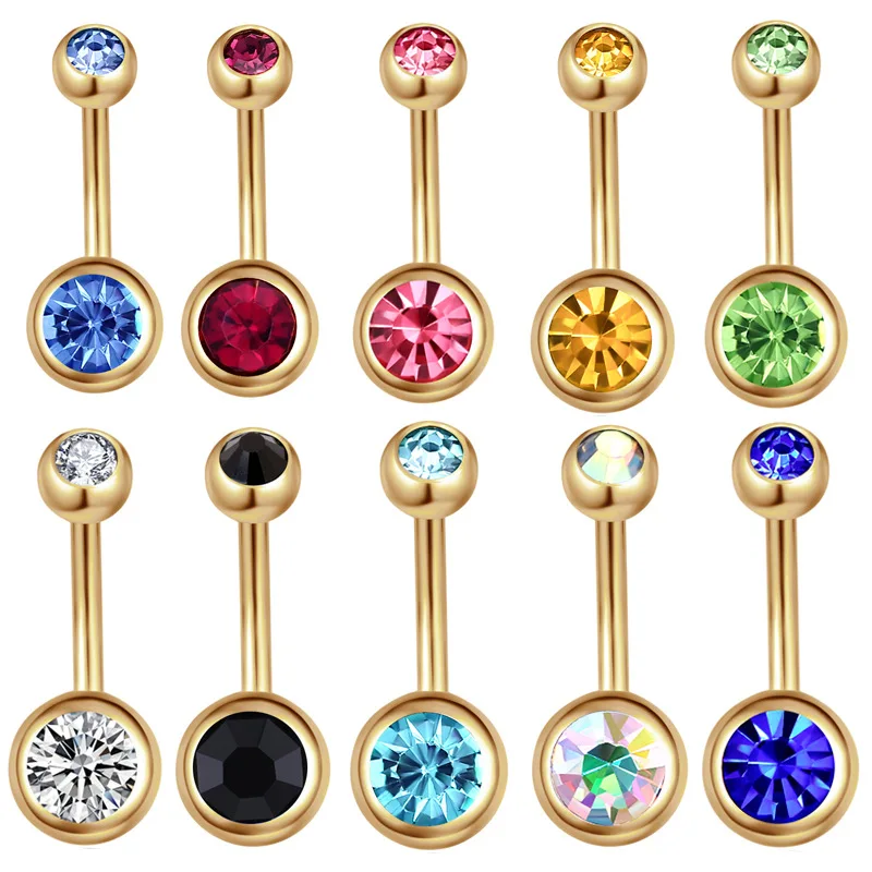 316L Surgical Steel CZ Belly Button Ring For Navel Piercing