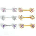 316L Surgical Steel CZ Nipple Ring For Nipple Piercing