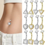 316L Surgical Steel CZ Heart Belly Button Ring For Navel Piercing