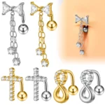 316L Surgical Steel CZ Butterfly Belly Button Ring For Navel Piercing