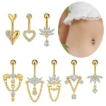 316L Surgical Steel 14G Crystal Belly Button Ring For Navel Piercing