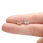 316L Surgical Steel CZ Flat Back Stud For Cartilage, Helix Or Lip Piercing