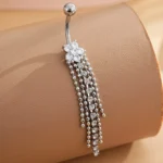 316L Surgical Steel Flower Belly Button Ring For Navel Piercing