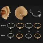 316L Surgical Steel Opal Heart Segment Clicker Ring For Septum Or Nose Piercing