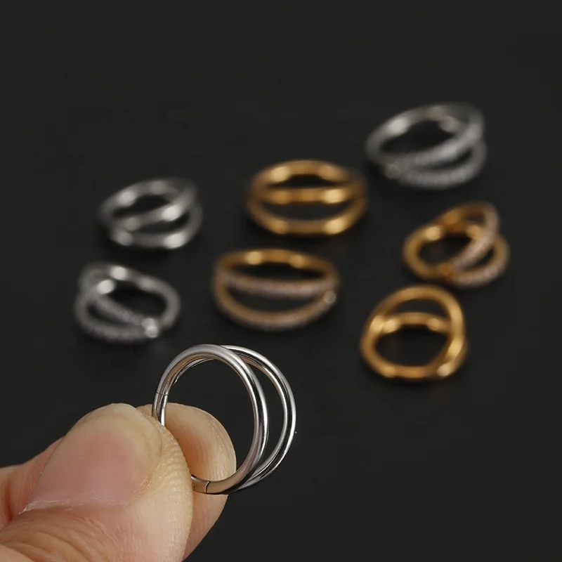 316L Surgical Steel Crystal Segment Clicker Ring For Septum Or Nose Piercing - Image 2