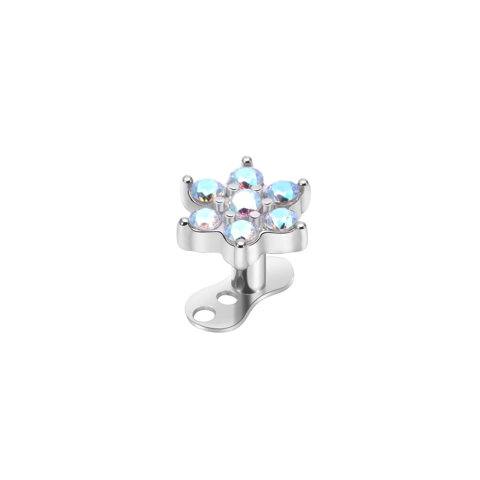 316L Surgical Steel Crystal Heart Dermal Anchor For Dermal Piercing - Image 2
