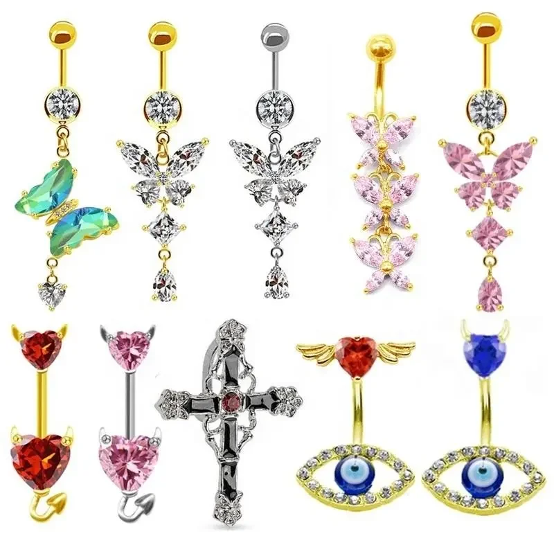316L Surgical Steel Butterfly Belly Button Ring For Navel Piercing - Image 2