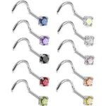 316L Surgical Steel CZ Heart Nose Stud For Nose Piercing