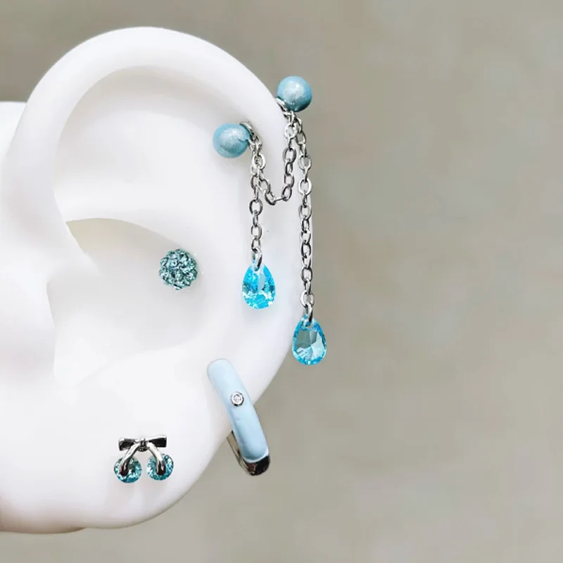 316L Surgical Steel CZ Heart Cartilage Stud For Cartilage Or Helix Piercing - Image 2