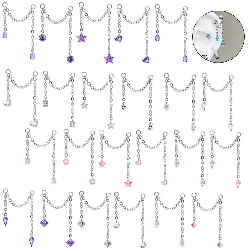 316L Surgical Steel CZ Heart Cartilage Stud For Cartilage Or Helix Piercing
