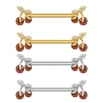 316L Surgical Steel CZ Nipple Ring For Nipple Piercing