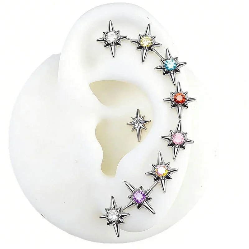 ASTM F136 Titanium Star Internally Threaded Labret Stud For Lip, Cartilage Or Tragus Piercing - Image 2