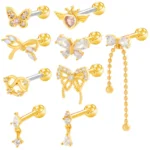 316L Surgical Steel Crystal Butterfly Piercing Jewelry