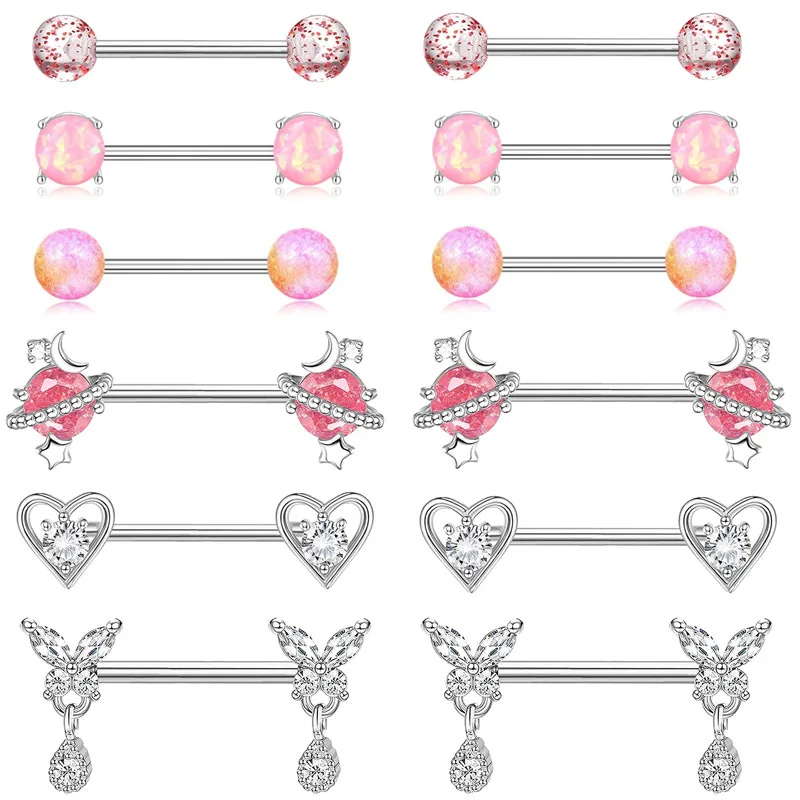 316L Surgical Steel Butterfly Nipple Ring For Nipple Piercing