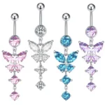 316L Surgical Steel Butterfly Belly Button Ring For Navel Piercing