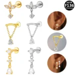 ASTM F136 Titanium 16G Threadless Labret Stud For Lip, Cartilage Or Tragus Piercing