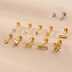 316L Surgical Steel Threadless Labret Stud For Lip, Cartilage Or Tragus Piercing