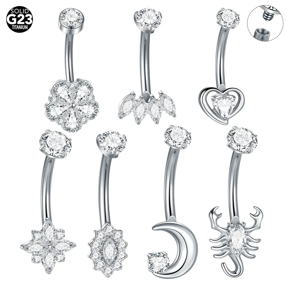 14K Solid Gold 14G CZ Butterfly Belly Button Ring For Navel Piercing