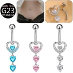 ASTM F136 Titanium CZ Heart Belly Button Ring For Navel Piercing