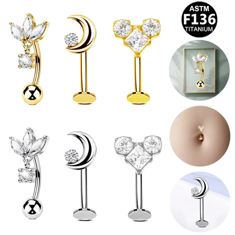 ASTM F136 Titanium CZ Butterfly Belly Button Ring For Navel Piercing