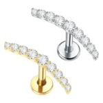 ASTM F136 Titanium Crystal Internally Threaded Labret Stud For Lip, Cartilage Or Tragus Piercing