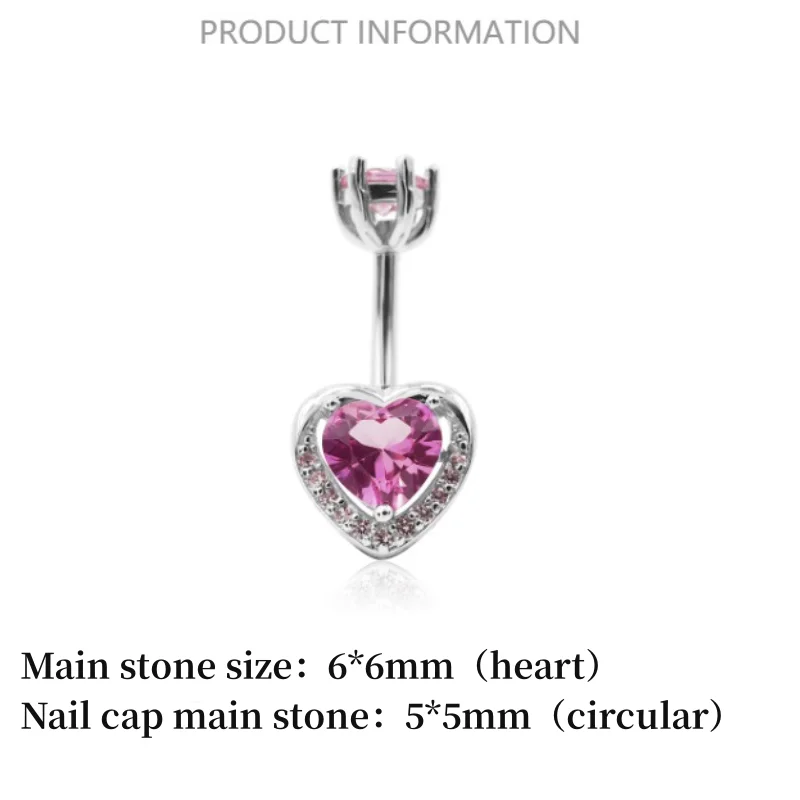 925 Silver Heart Belly Button Ring For Navel Piercing - Image 2
