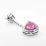 925 Silver Heart Belly Button Ring For Navel Piercing