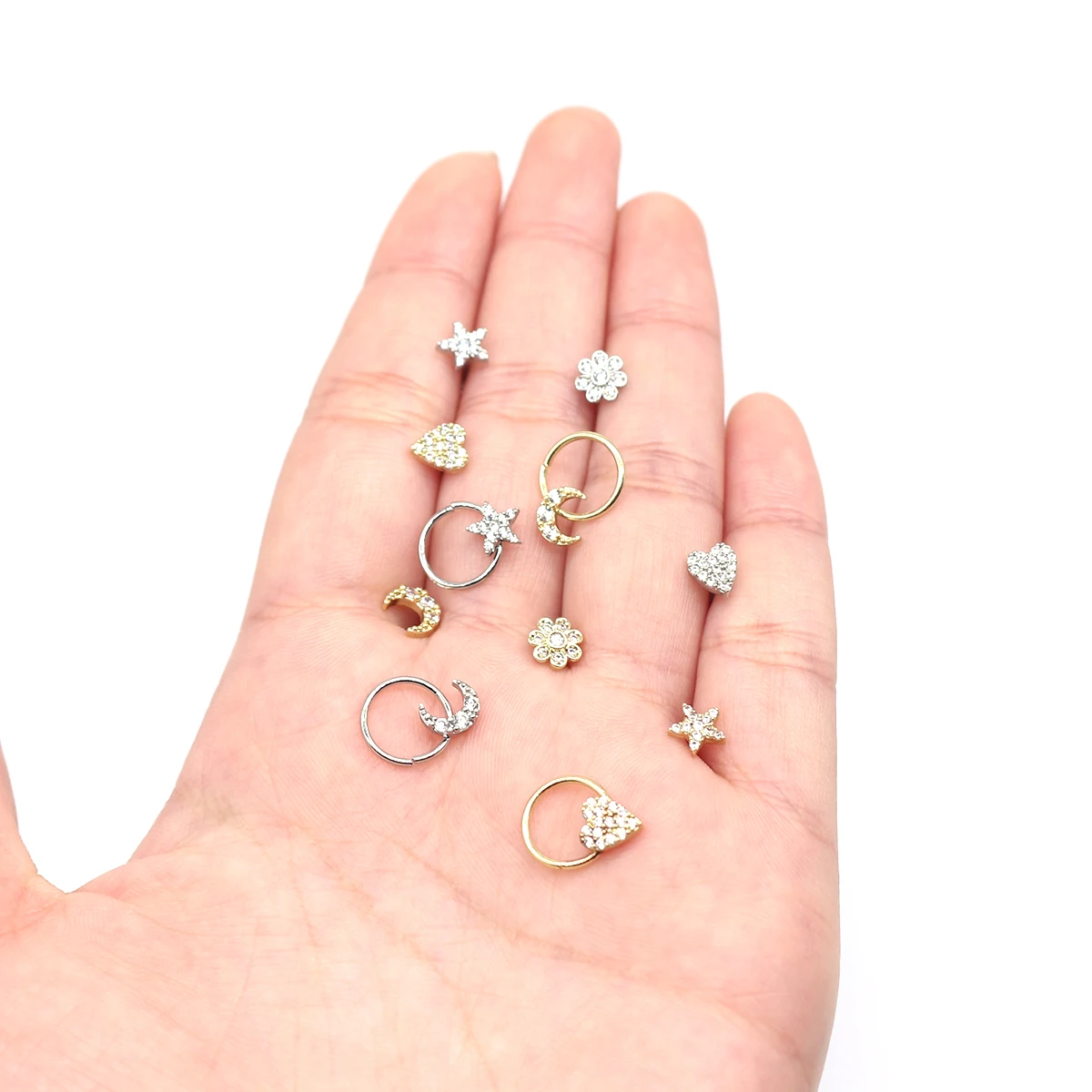 316L Surgical Steel Flower Heart Nose Stud For Nose Piercing - Image 2