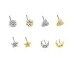 316L Surgical Steel Flower Heart Nose Stud For Nose Piercing