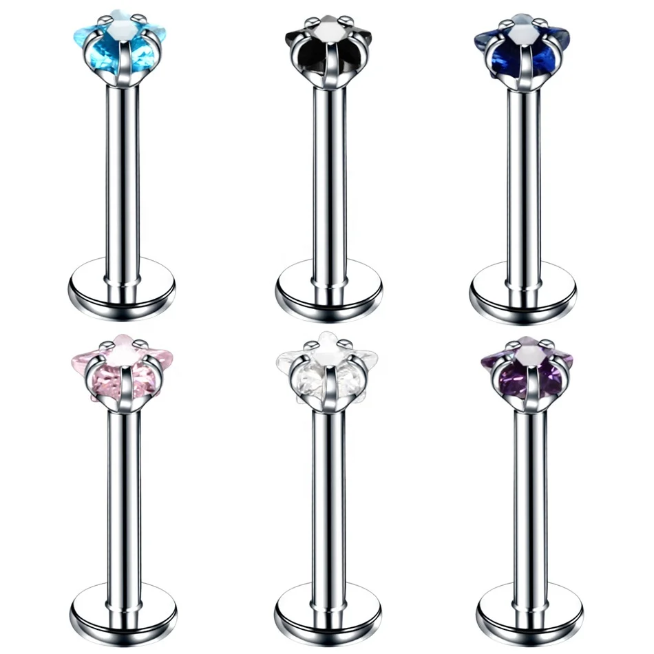 316L Surgical Steel CZ Cartilage Stud For Cartilage Or Helix Piercing - Image 2