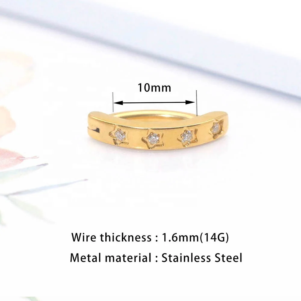 316L Surgical Steel Star Belly Button Ring For Navel Piercing - Image 2