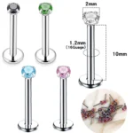 ASTM F136 Titanium 18G Threadless Labret Stud For Lip, Cartilage Or Tragus Piercing