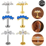 ASTM F136 Titanium Internally Threaded Labret Stud For Lip, Cartilage Or Tragus Piercing