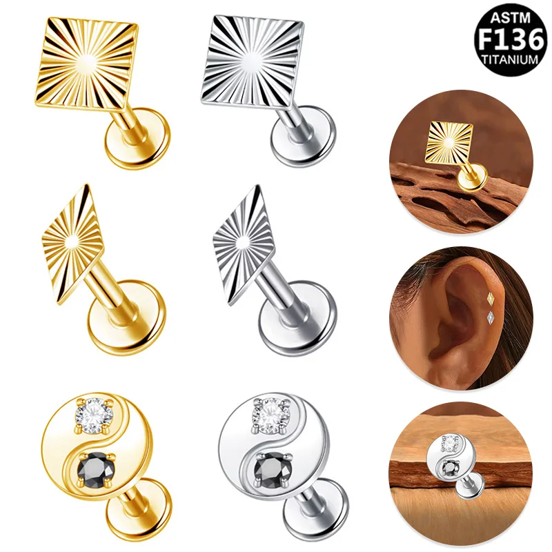 ASTM F136 Titanium Butterfly Internally Threaded Labret Stud For Lip, Cartilage Or Tragus Piercing