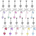 316L Surgical Steel Heart Bow Belly Button Ring For Navel Piercing