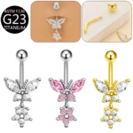 ASTM F136 Titanium 14G CZ Flower Belly Button Ring For Navel Piercing