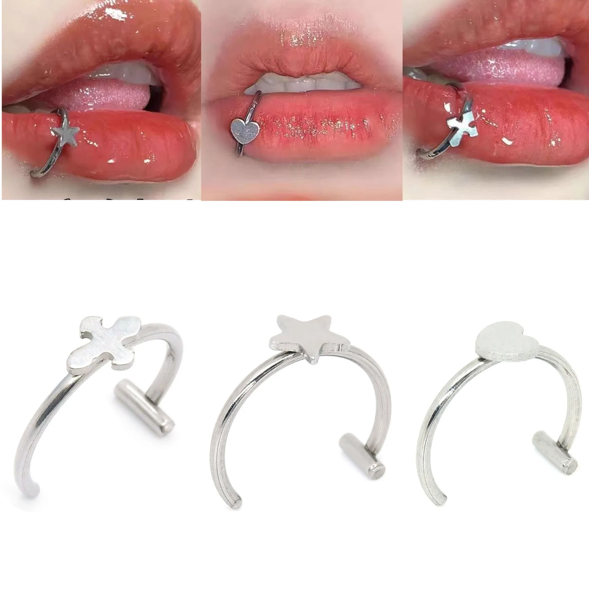 316L Surgical Steel 20G Heart Labret Stud For Lip Or Cartilage Piercing - Image 2