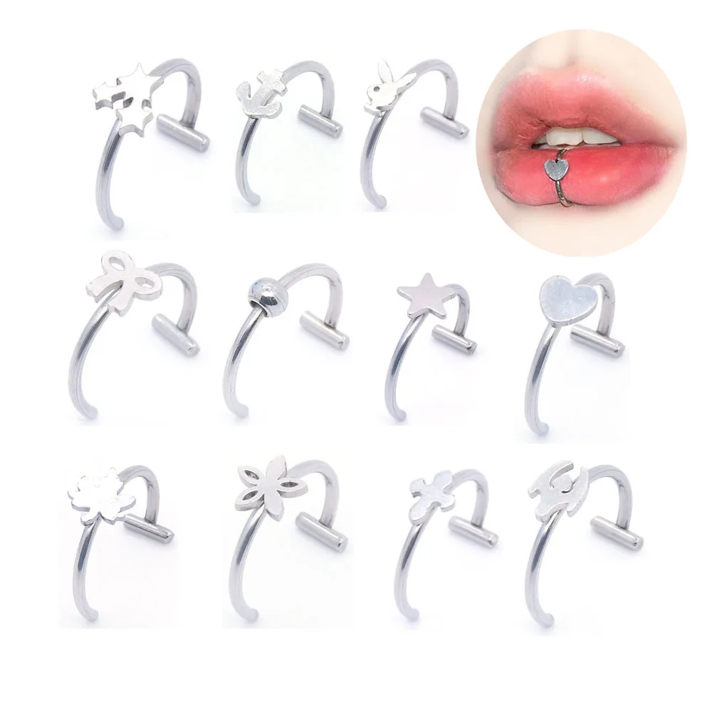 316L Surgical Steel 20G Heart Labret Stud For Lip Or Cartilage Piercing