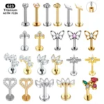 ASTM F136 Titanium Labret Stud For Lip Or Cartilage Piercing