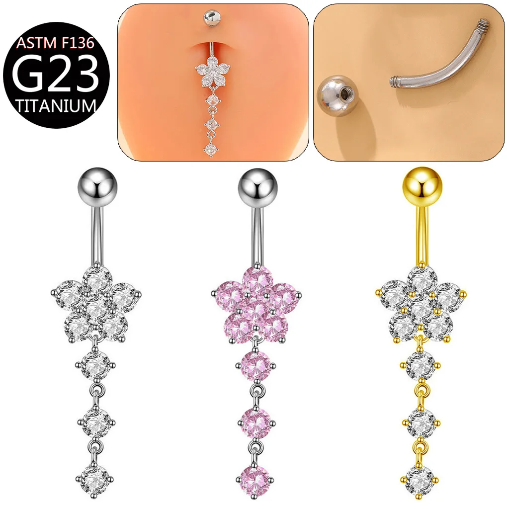 ASTM F136 Titanium Belly Button Ring For Navel Piercing