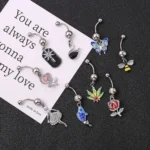 316L Surgical Steel Butterfly Belly Button Ring For Navel Piercing
